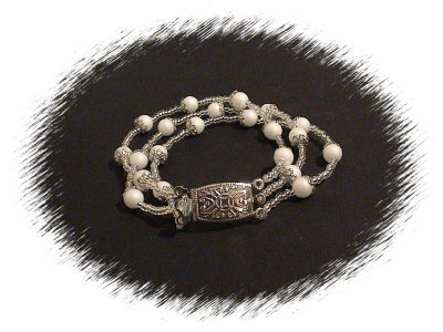 Perlen-Armband (weiss/silber)