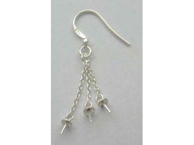 Ohrhaken mit 3-fach-Kette 925 St. Silber