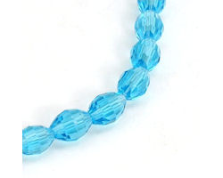 Glasschliffperlen oval Sky Blue, 9mm, 20 Stk