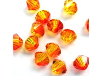 Bicone, 6mm, Fire Opal, 10 Stk