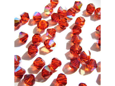 Bicone, 4mm, Indian Red AB, 50 Stk