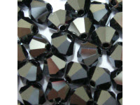 Bicone, 6mm, Jet Hematite 2x, 10 Stk