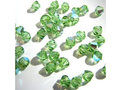 Bicone, 4mm, Peridot AB, 50 Stk