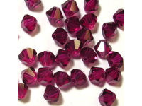 Bicone, 6mm, Ruby, 10 Stk