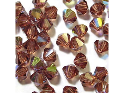 Bicone, 4mm, Smoked Topaz AB, 50 Stk