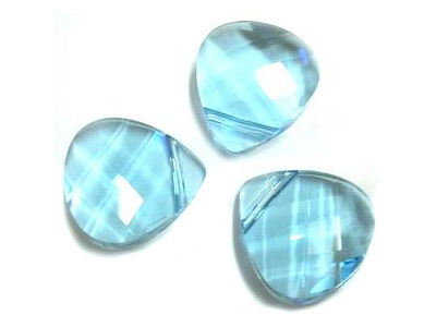 Flat Briolette, 15x14mm, Aquamarine, 1 Stk