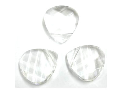 Flat Briolette, 15x14mm, Crystal, 1 Stk