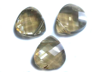 Flat Briolette, 15x14mm, Golden Shadow, 1 Stk