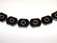 Glasperlen, schwarz/silber, 17x14mm