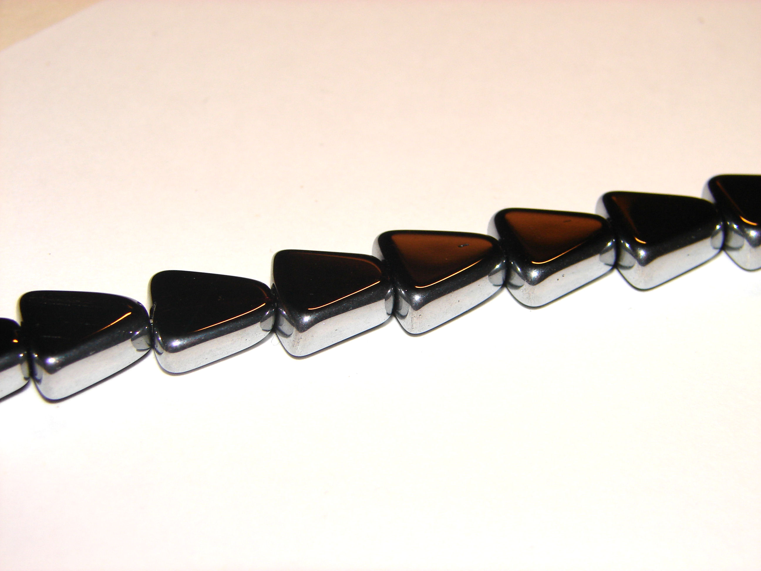 Glasperlen "Trapezium", schwarz/silber, 11mm, 10 Stk