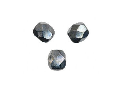 Glasschliffperlen Hematite, 6mm, 50 Stk