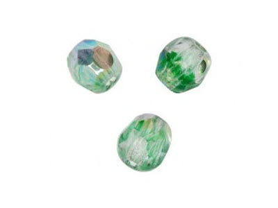 Glasschliffperlen Crystal Green AB, 4mm, 100 Stk