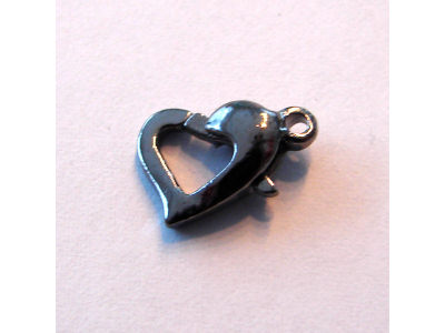 Karabinerverschluss "Herz", schwarz, 1 Stk